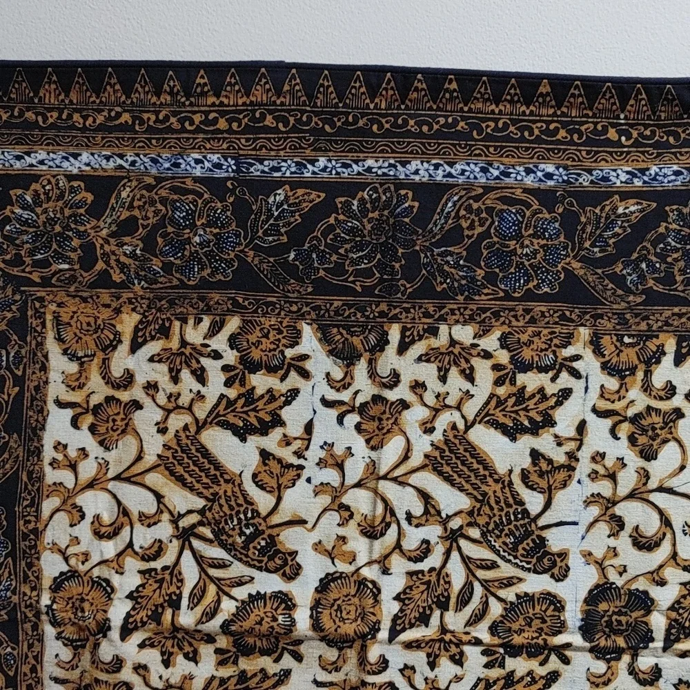 Blue & Tan Batik Pillow Cover 25.5x24.5